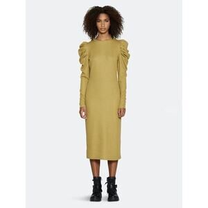 Walter Baker Women Modest long sleeve Dark Yellow Midi Sweater Dress Sz. Med NWT